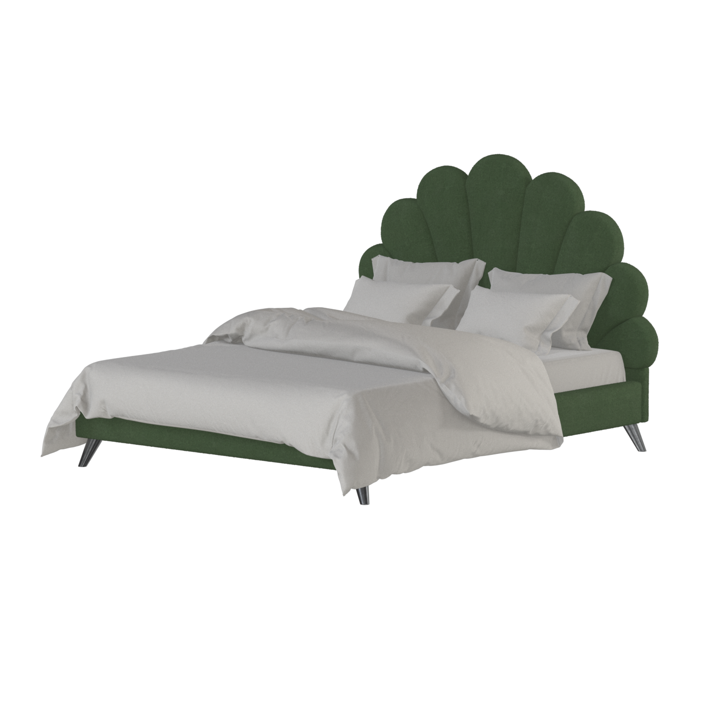 Evelina Curved Headboard Bed in Soft Upholstery