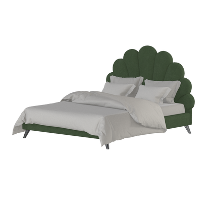 Evelina Curved Headboard Bed in Soft Upholstery