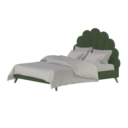 Evelina Curved Headboard Bed in Soft Upholstery