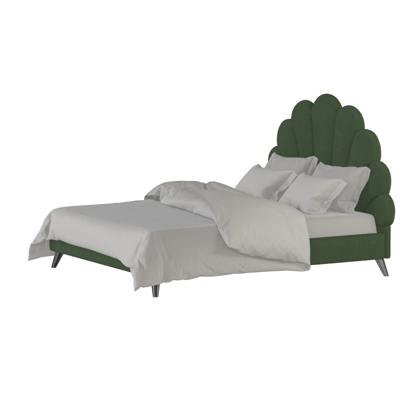 Evelina Curved Headboard Bed in Soft Upholstery