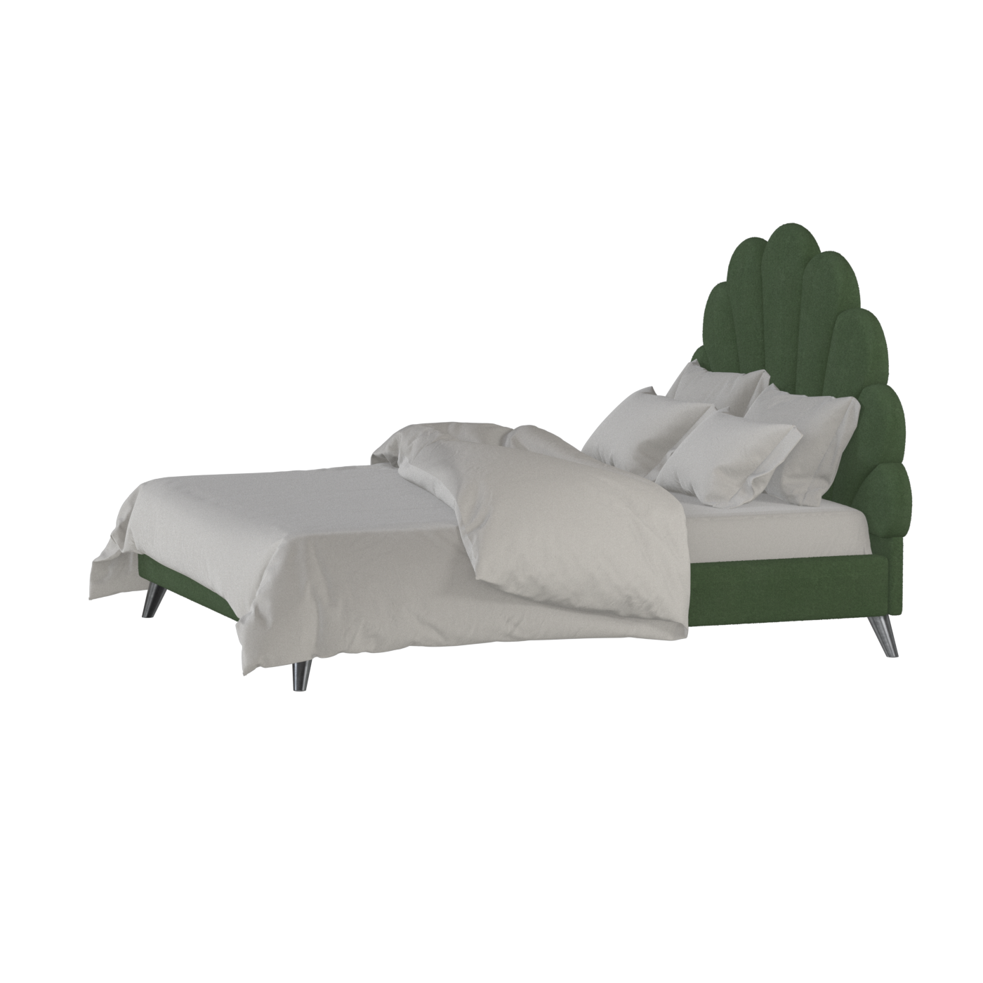 Evelina Curved Headboard Bed in Soft Upholstery