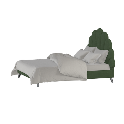 Evelina Curved Headboard Bed in Soft Upholstery