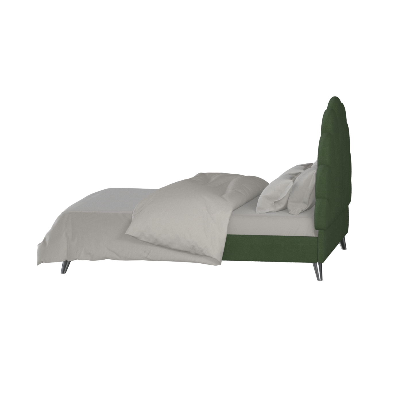 Evelina Curved Headboard Bed in Soft Upholstery