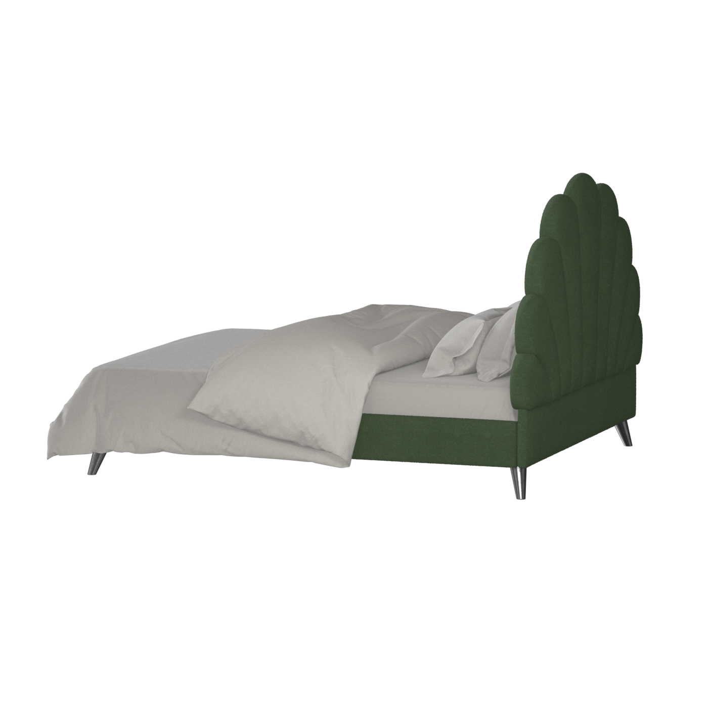 Evelina Curved Headboard Bed in Soft Upholstery