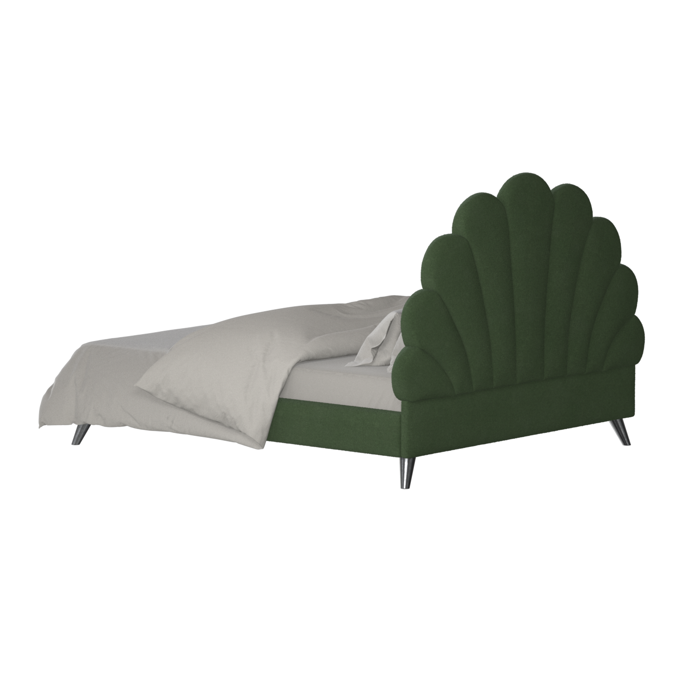 Evelina Curved Headboard Bed in Soft Upholstery