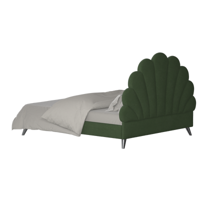 Evelina Curved Headboard Bed in Soft Upholstery