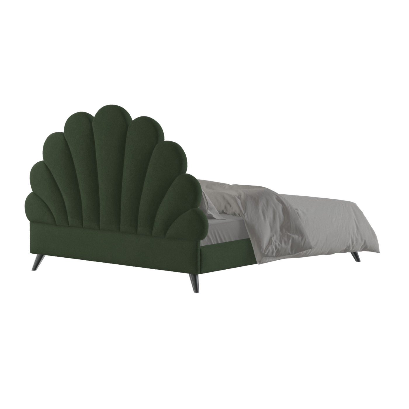 Evelina Curved Headboard Bed in Soft Upholstery
