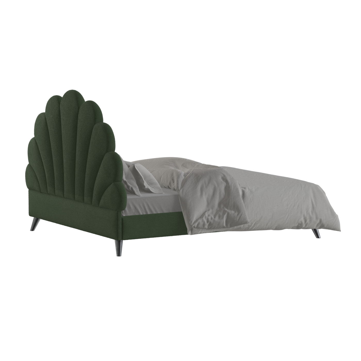 Evelina Curved Headboard Bed in Soft Upholstery
