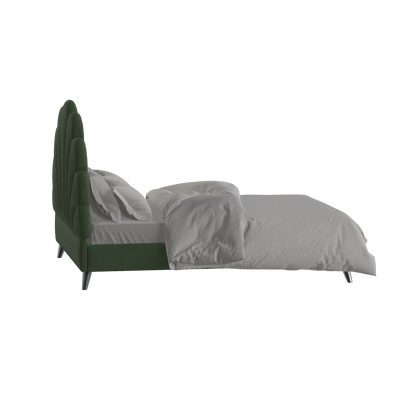 Evelina Curved Headboard Bed in Soft Upholstery