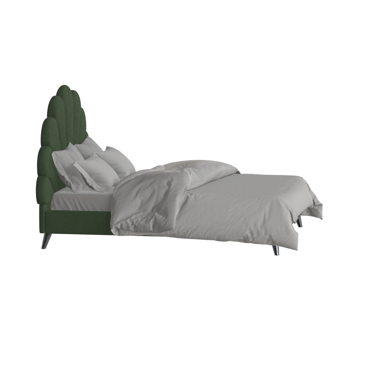 Evelina Curved Headboard Bed in Soft Upholstery