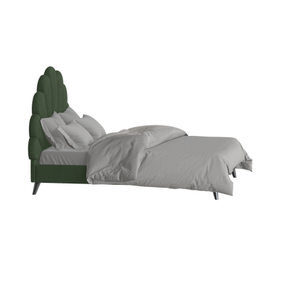 Evelina Curved Headboard Bed in Soft Upholstery