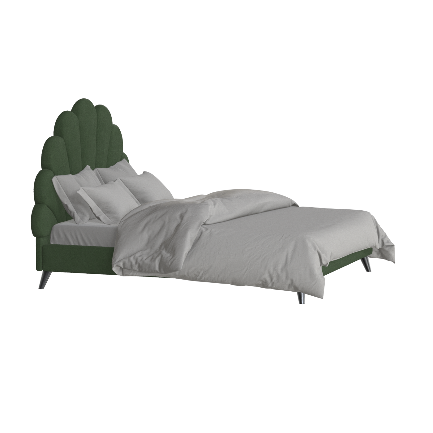 Evelina Curved Headboard Bed in Soft Upholstery