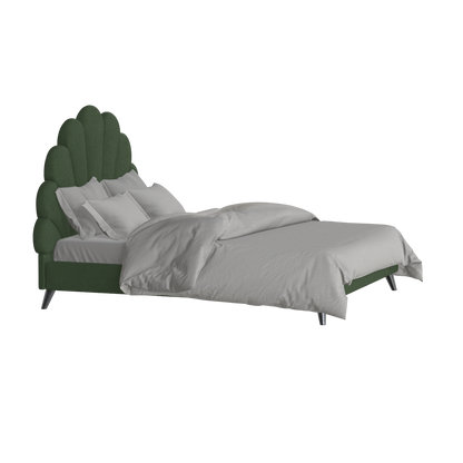 Evelina Curved Headboard Bed in Soft Upholstery
