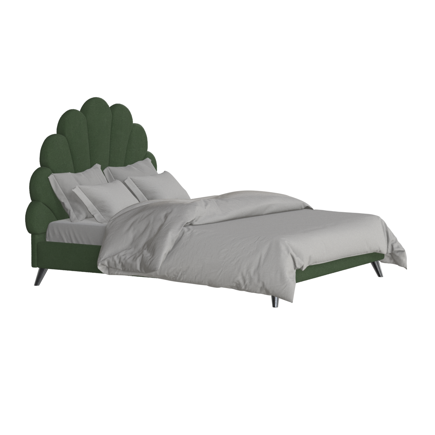 Evelina Curved Headboard Bed in Soft Upholstery
