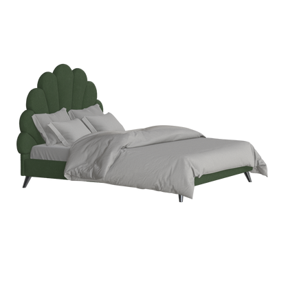 Evelina Curved Headboard Bed in Soft Upholstery