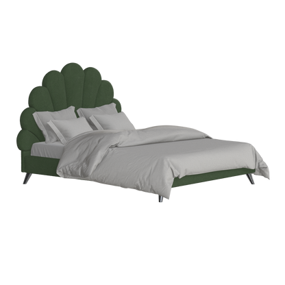 Evelina Curved Headboard Bed in Soft Upholstery