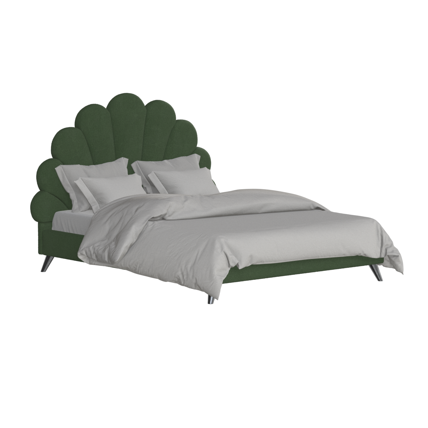 Evelina Curved Headboard Bed in Soft Upholstery