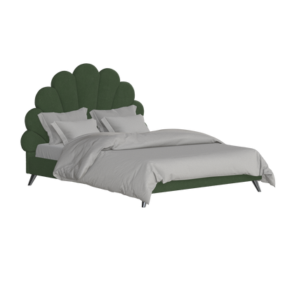 Evelina Curved Headboard Bed in Soft Upholstery