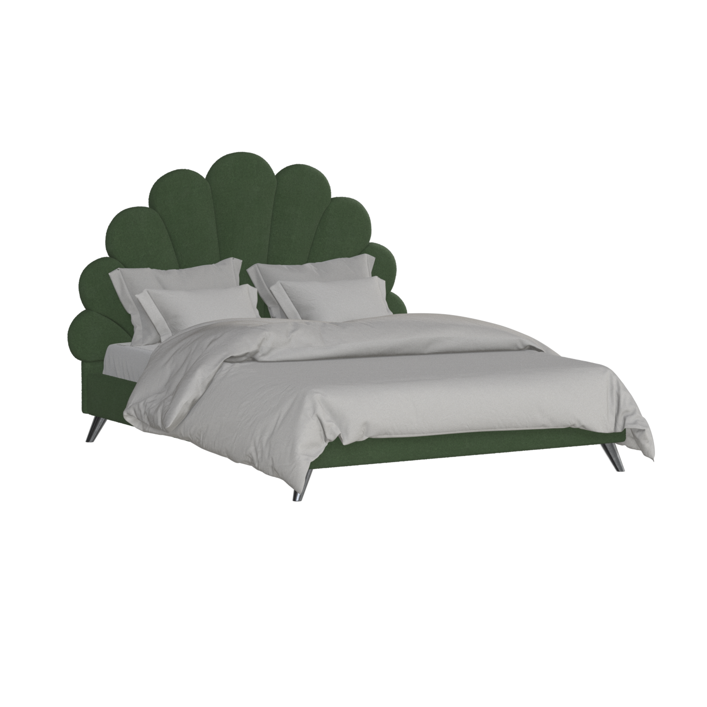 Evelina Curved Headboard Bed in Soft Upholstery