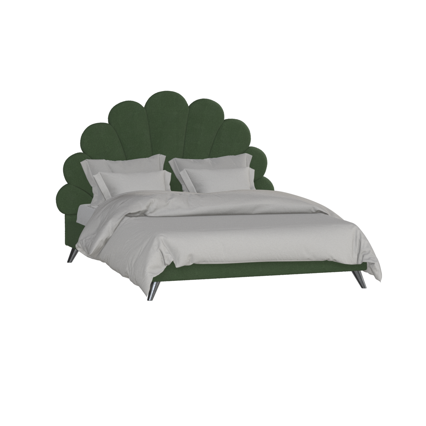Evelina Curved Headboard Bed in Soft Upholstery