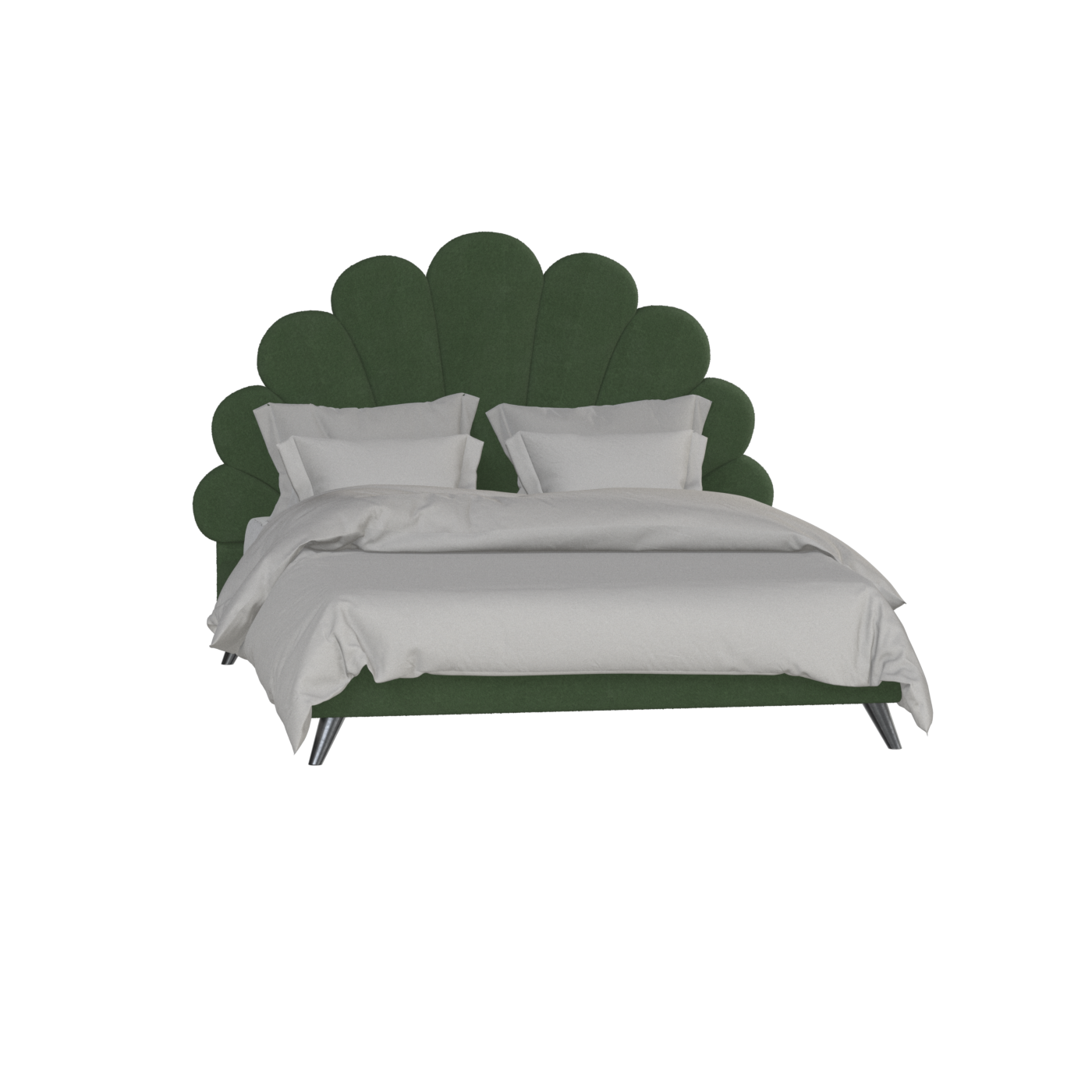 Evelina Curved Headboard Bed in Soft Upholstery