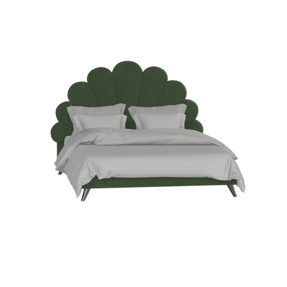 Evelina Curved Headboard Bed in Soft Upholstery