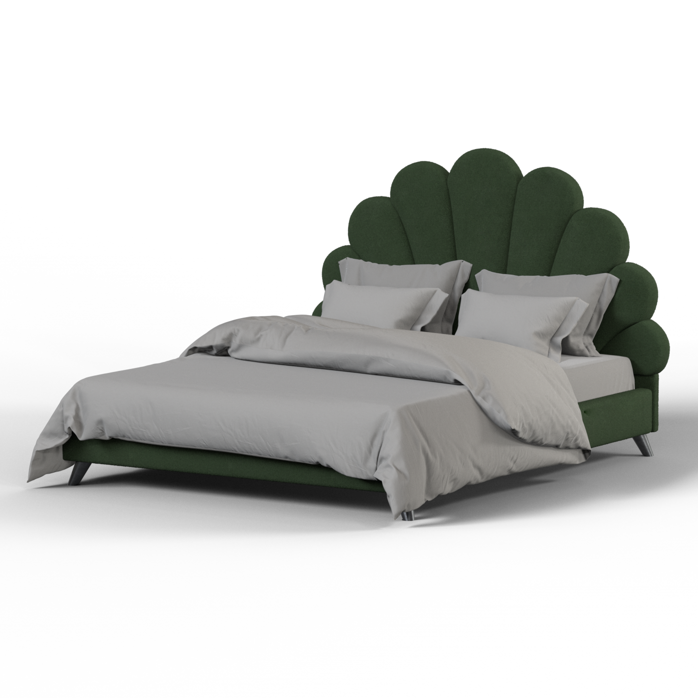 Evelina Curved Headboard Bed in Soft Upholstery