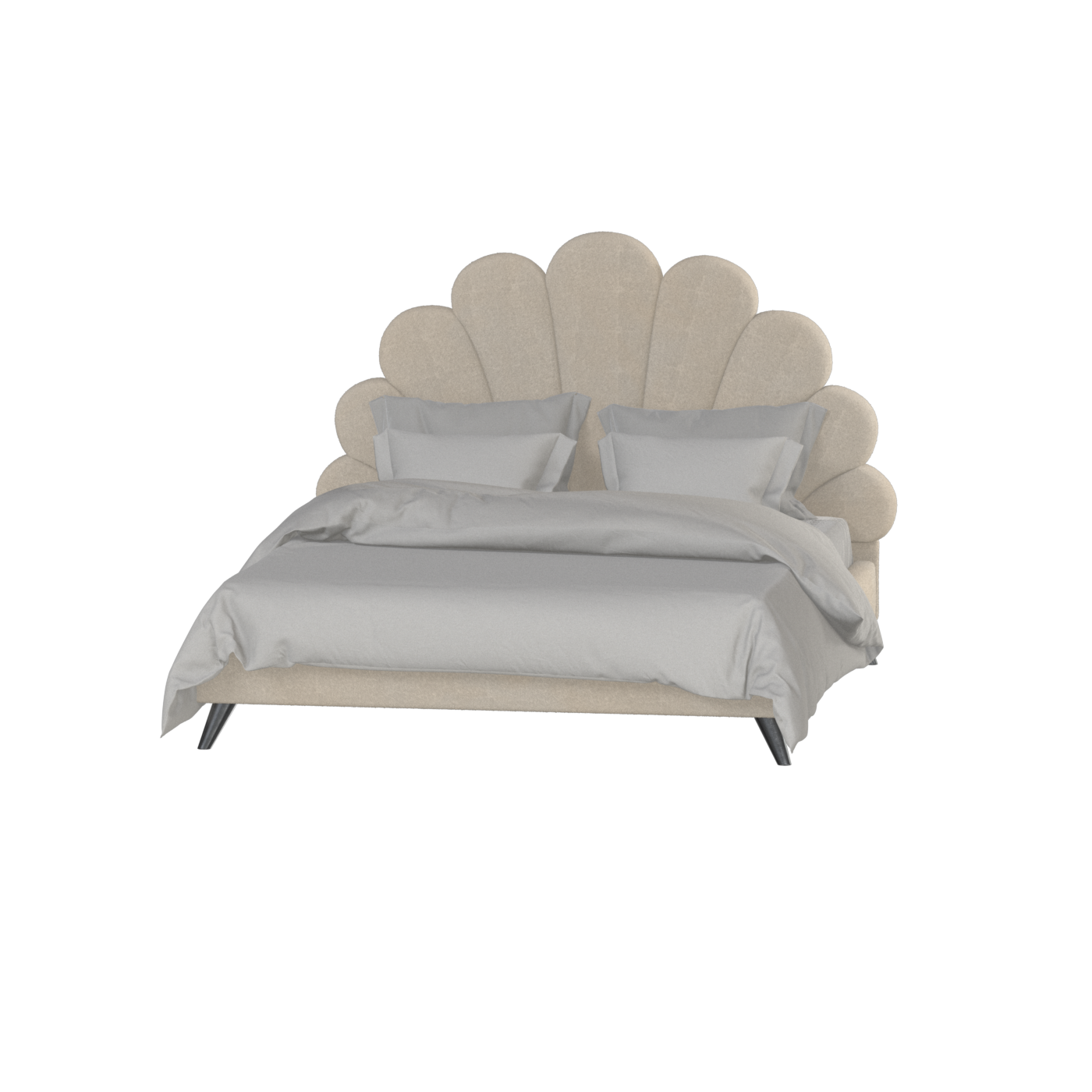 Evelina Curved Headboard Bed in Soft Upholstery