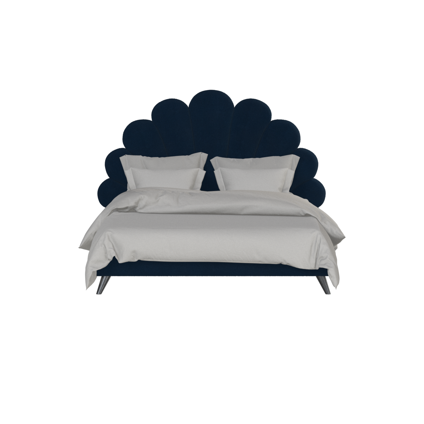 Evelina Curved Headboard Bed in Soft Upholstery