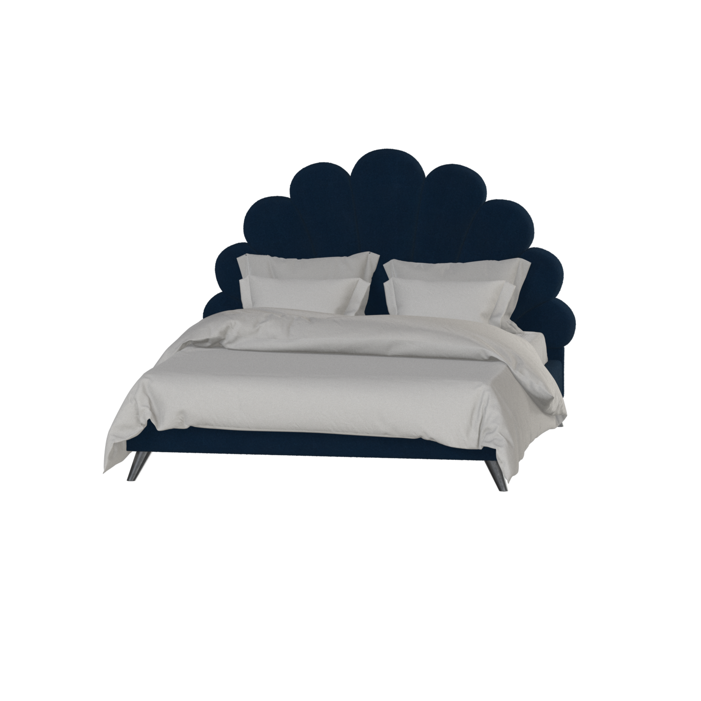Evelina Curved Headboard Bed in Soft Upholstery