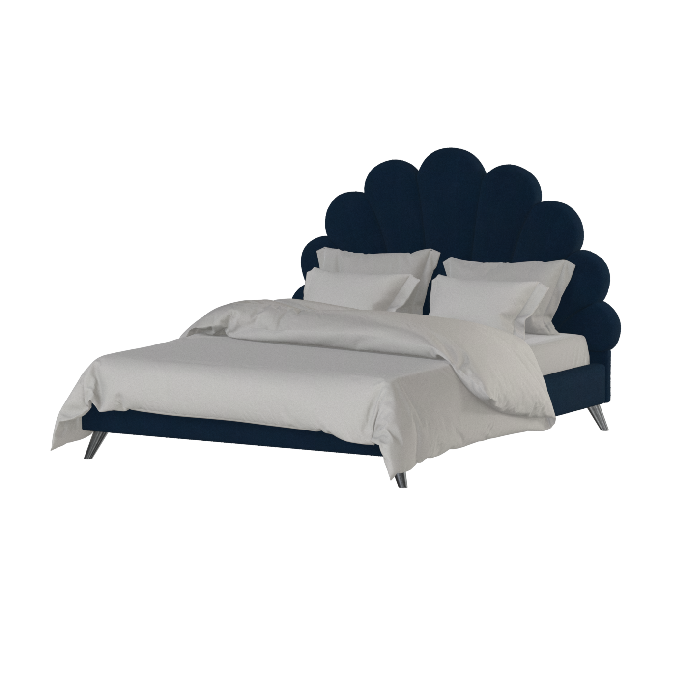Evelina Curved Headboard Bed in Soft Upholstery