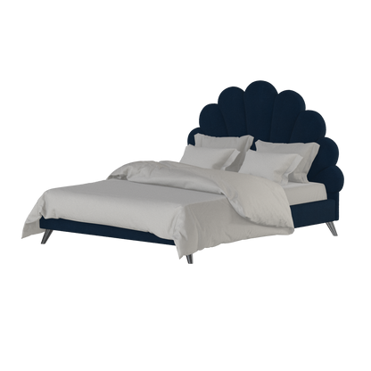 Evelina Curved Headboard Bed in Soft Upholstery