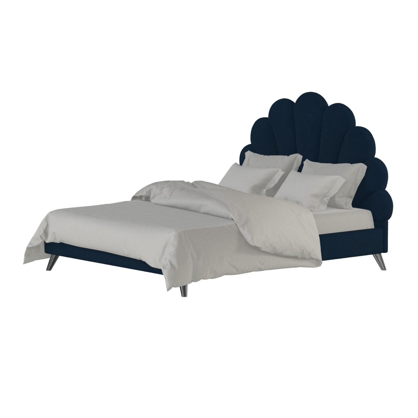 Evelina Curved Headboard Bed in Soft Upholstery