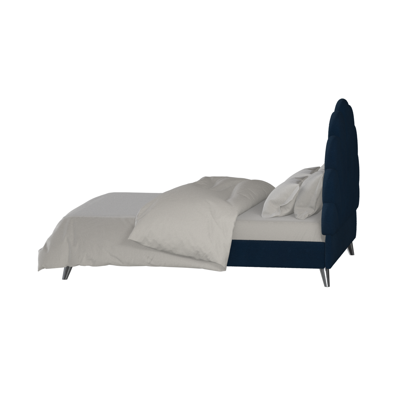 Evelina Curved Headboard Bed in Soft Upholstery