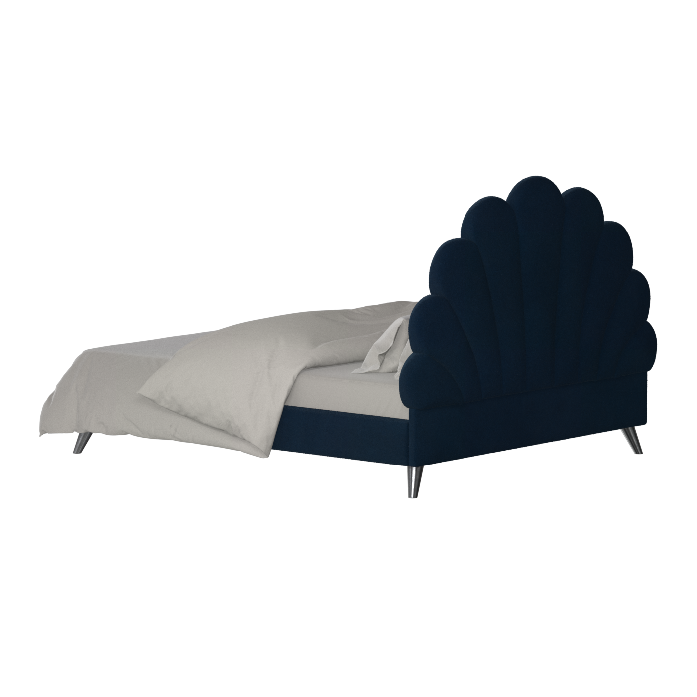 Evelina Curved Headboard Bed in Soft Upholstery
