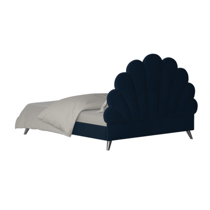 Evelina Curved Headboard Bed in Soft Upholstery