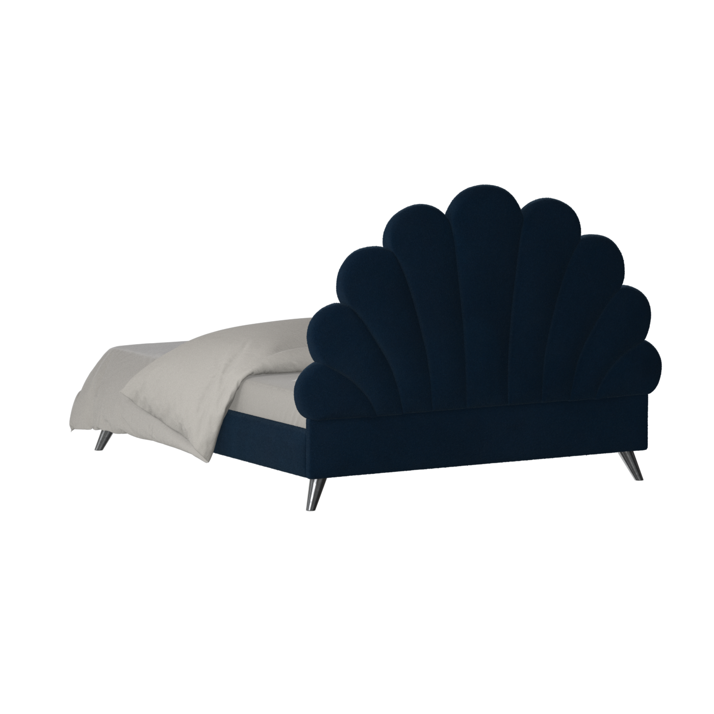 Evelina Curved Headboard Bed in Soft Upholstery