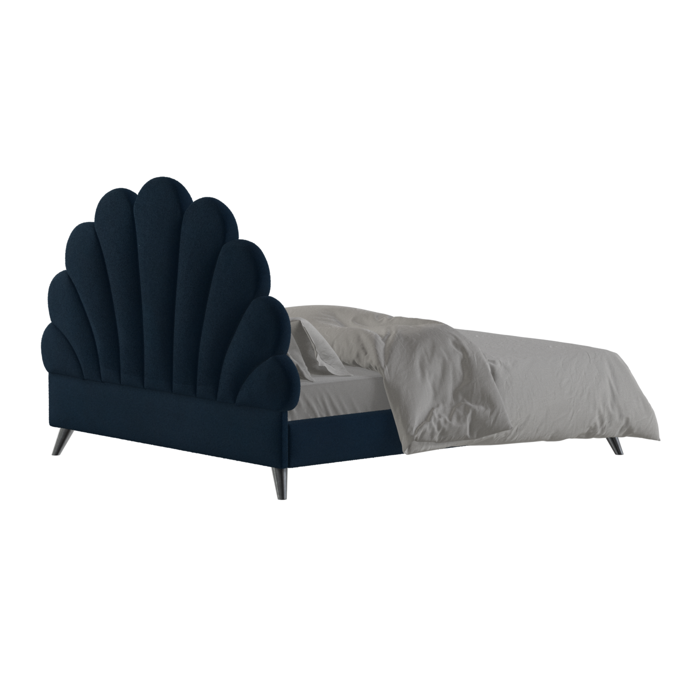 Evelina Curved Headboard Bed in Soft Upholstery