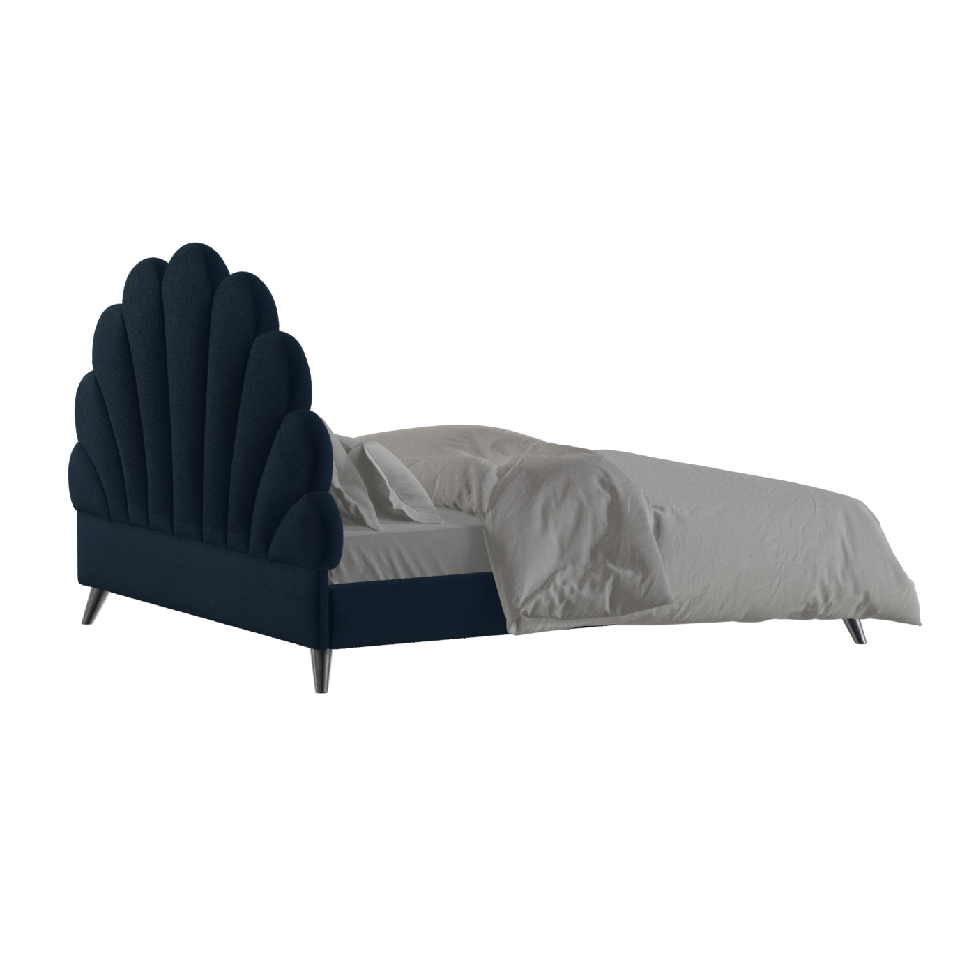 Evelina Curved Headboard Bed in Soft Upholstery