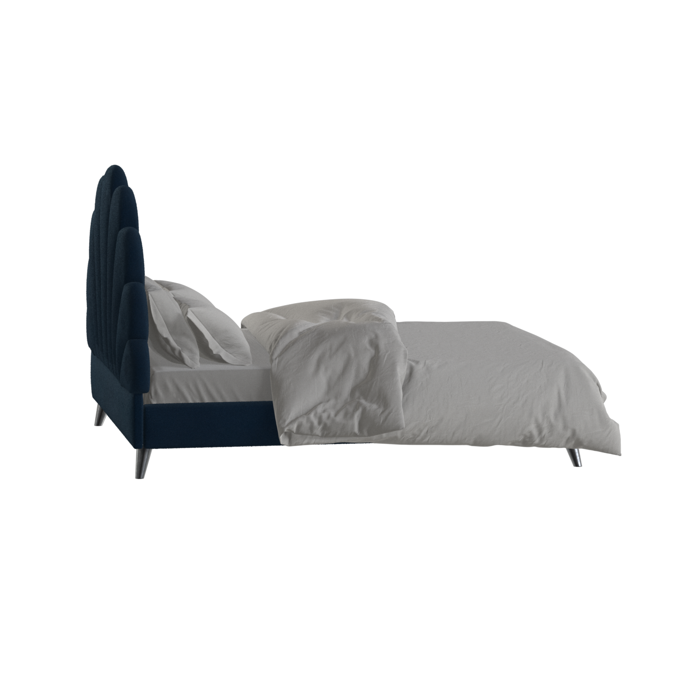 Evelina Curved Headboard Bed in Soft Upholstery