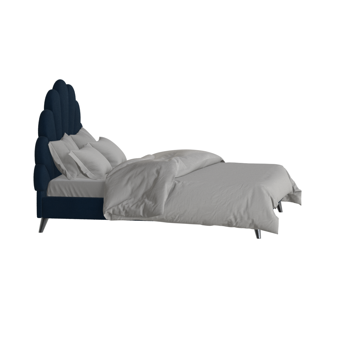 Evelina Curved Headboard Bed in Soft Upholstery