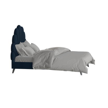 Evelina Curved Headboard Bed in Soft Upholstery
