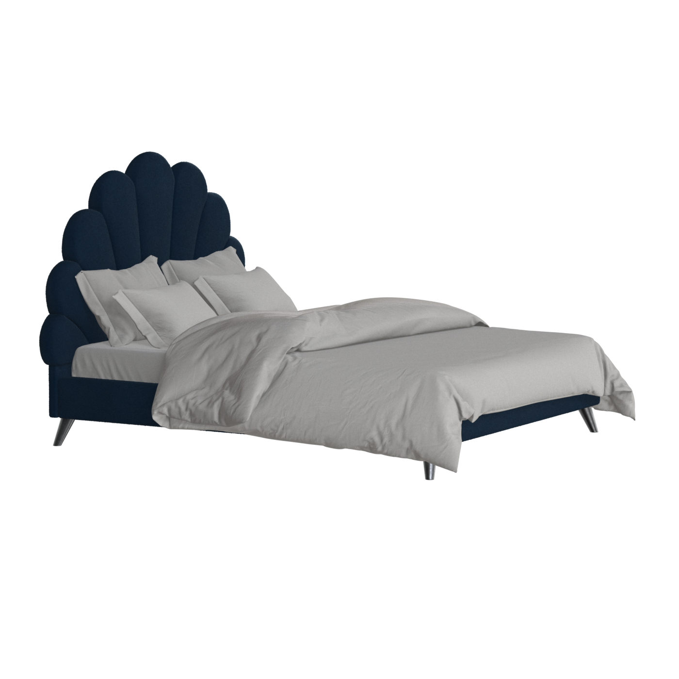 Evelina Curved Headboard Bed in Soft Upholstery