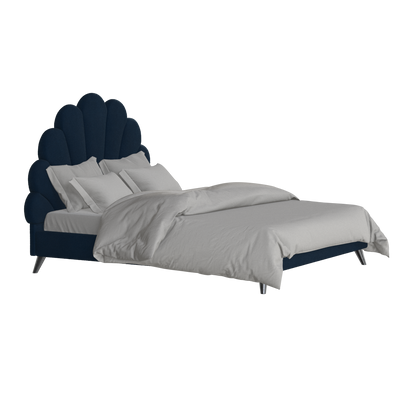 Evelina Curved Headboard Bed in Soft Upholstery