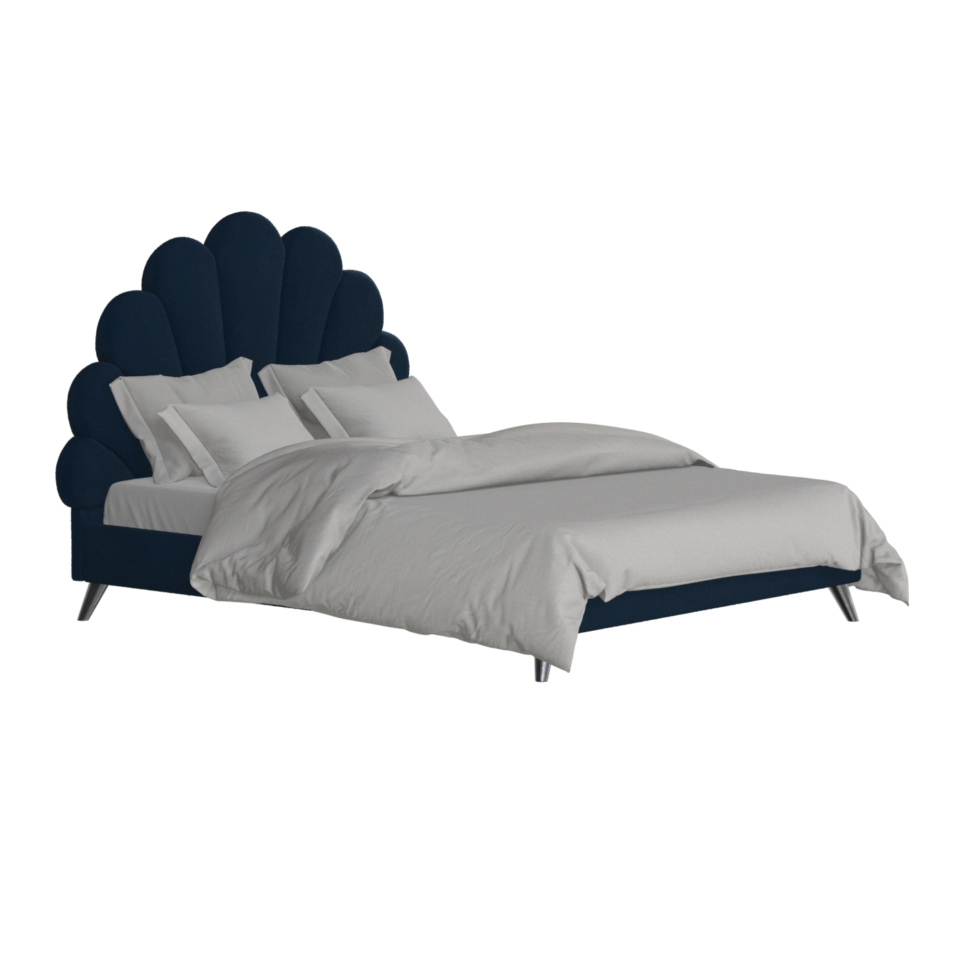 Evelina Curved Headboard Bed in Soft Upholstery