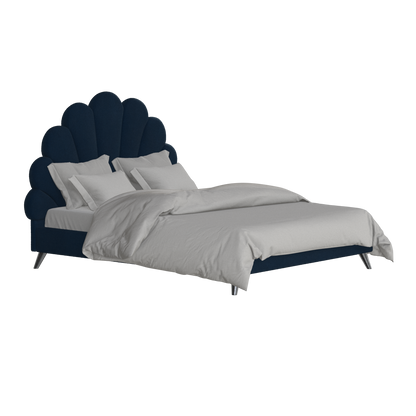 Evelina Curved Headboard Bed in Soft Upholstery