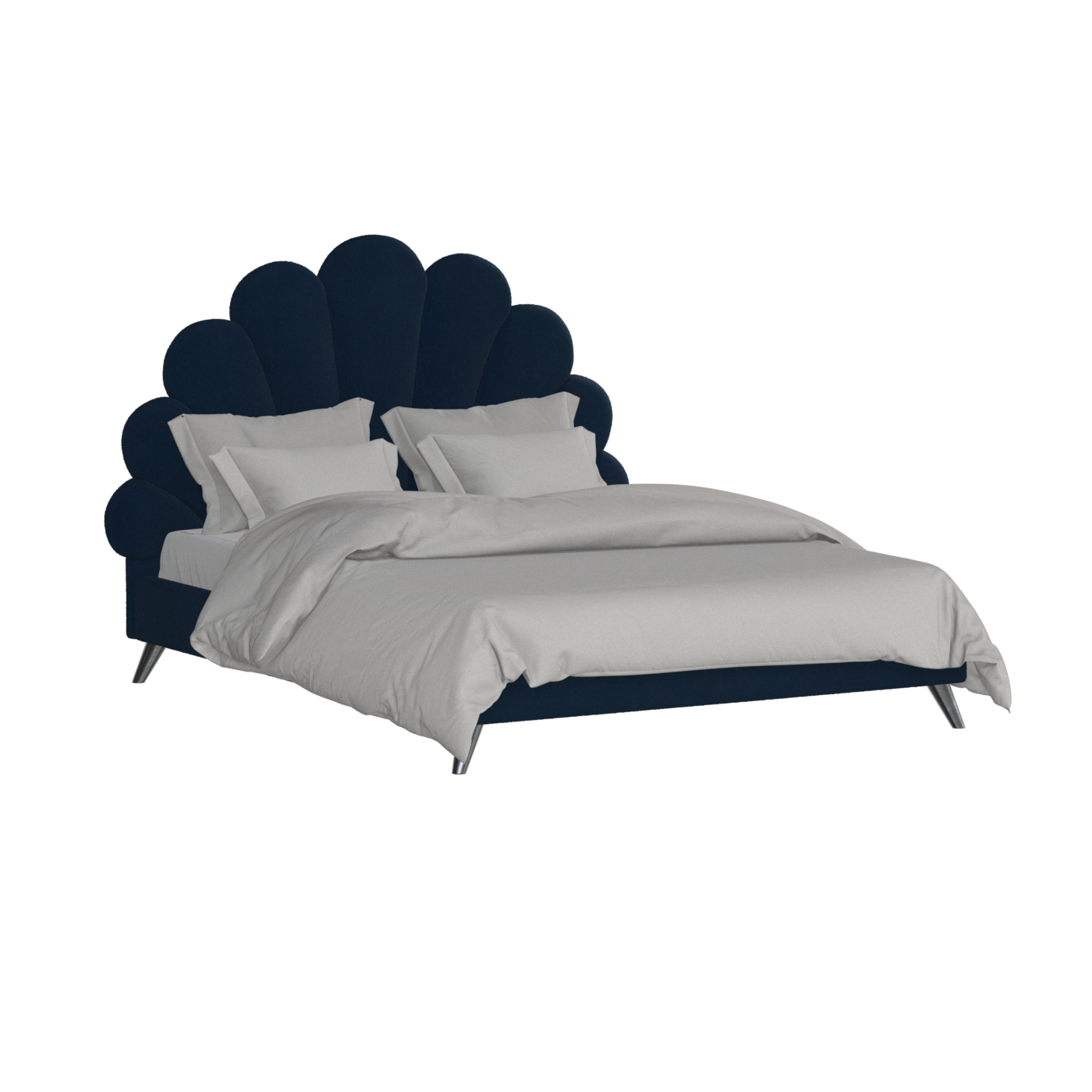 Evelina Curved Headboard Bed in Soft Upholstery