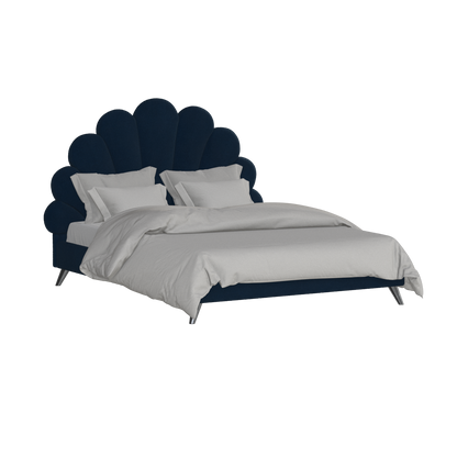 Evelina Curved Headboard Bed in Soft Upholstery