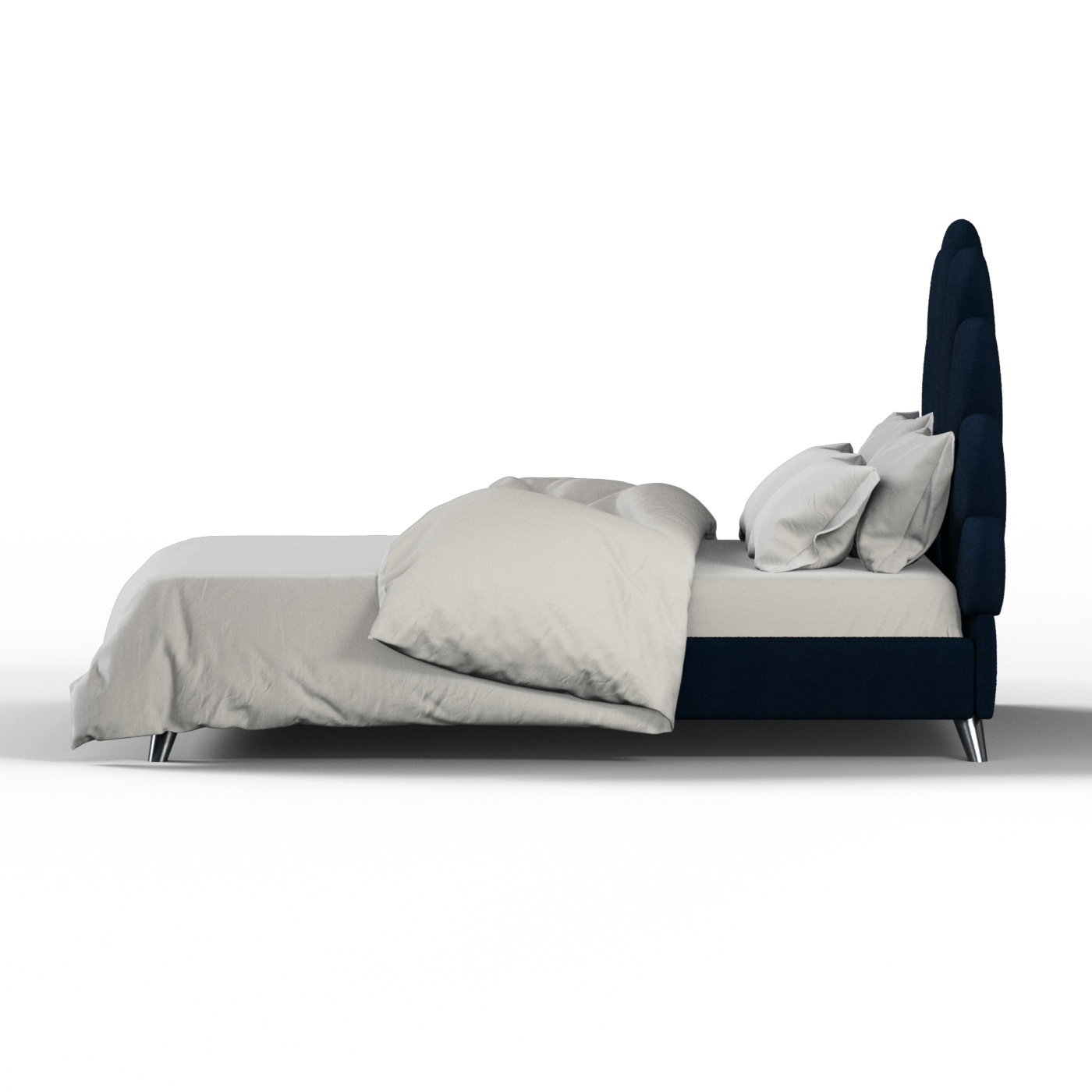 Evelina Curved Headboard Bed in Soft Upholstery