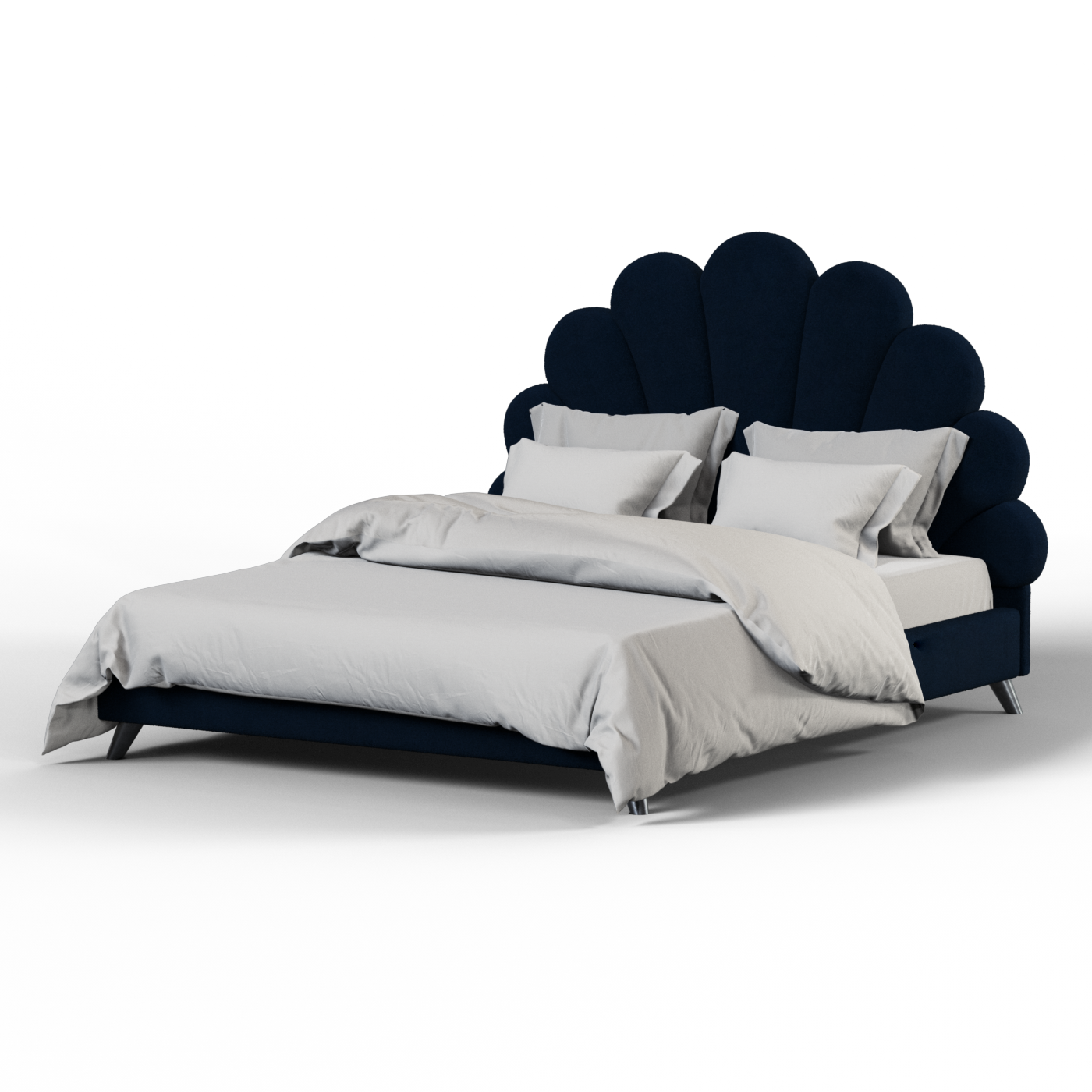 Evelina Curved Headboard Bed in Soft Upholstery